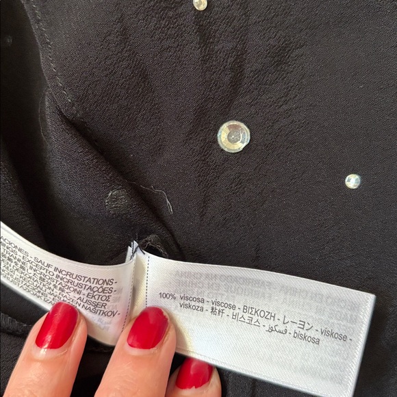 Zara sparkly black studded open back long sleeve top sz.S - Picture 13 of 16